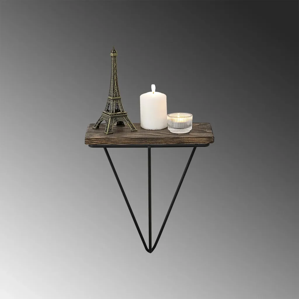 Raft muri industrial Hanah Home, ngjyrë e zezë dhe arre e errët, Phalaenopsis - 6