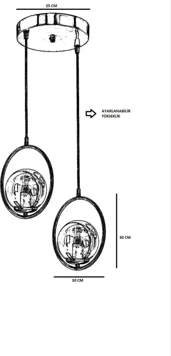 Llambë tavani Opviq, model Ring 2, metal i zi, xham i tymosur