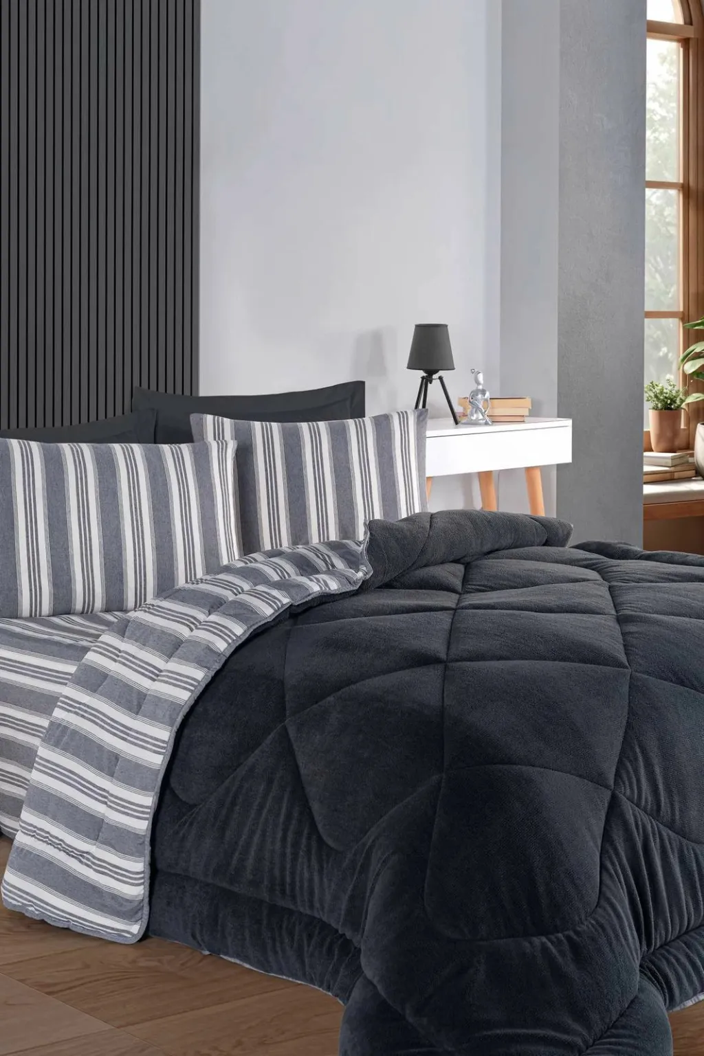 Set gjumi dopio L'essentiel, Soft Line, ngjyrë antracit - 4