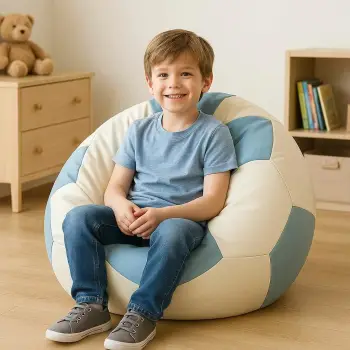 Qese ulëse Atelier del Sofa, futboll i vogël, ngjyrë tyrkiz dhe e bardhë