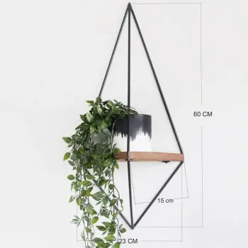 Raft dekorativ për mur, dru arre, metal i zi, Hanah Home, Wr039