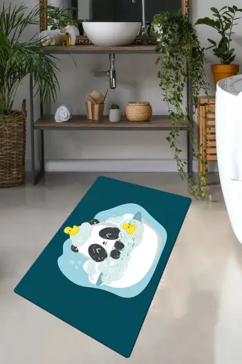 Tapet për banjo Mijölnir, Panda në ujë, shumëngjyrësh, 70x120cm