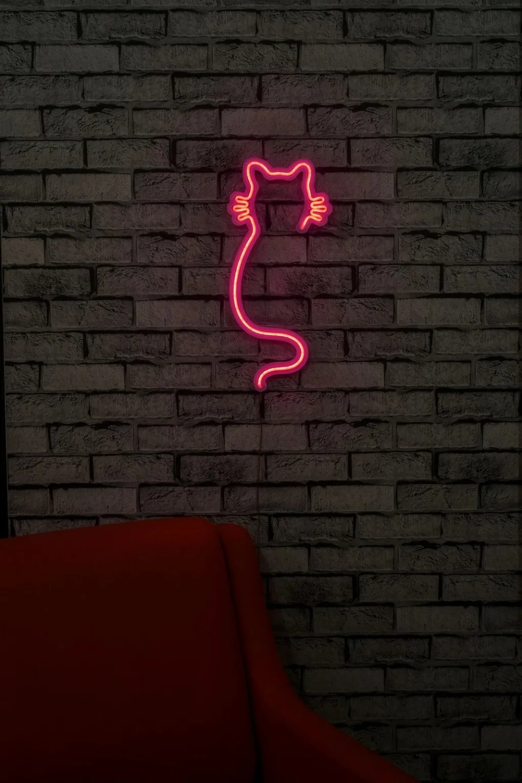 Dekor dritash LED, plastikë, formë mace, ngjyrë rozë, Wallity - 5