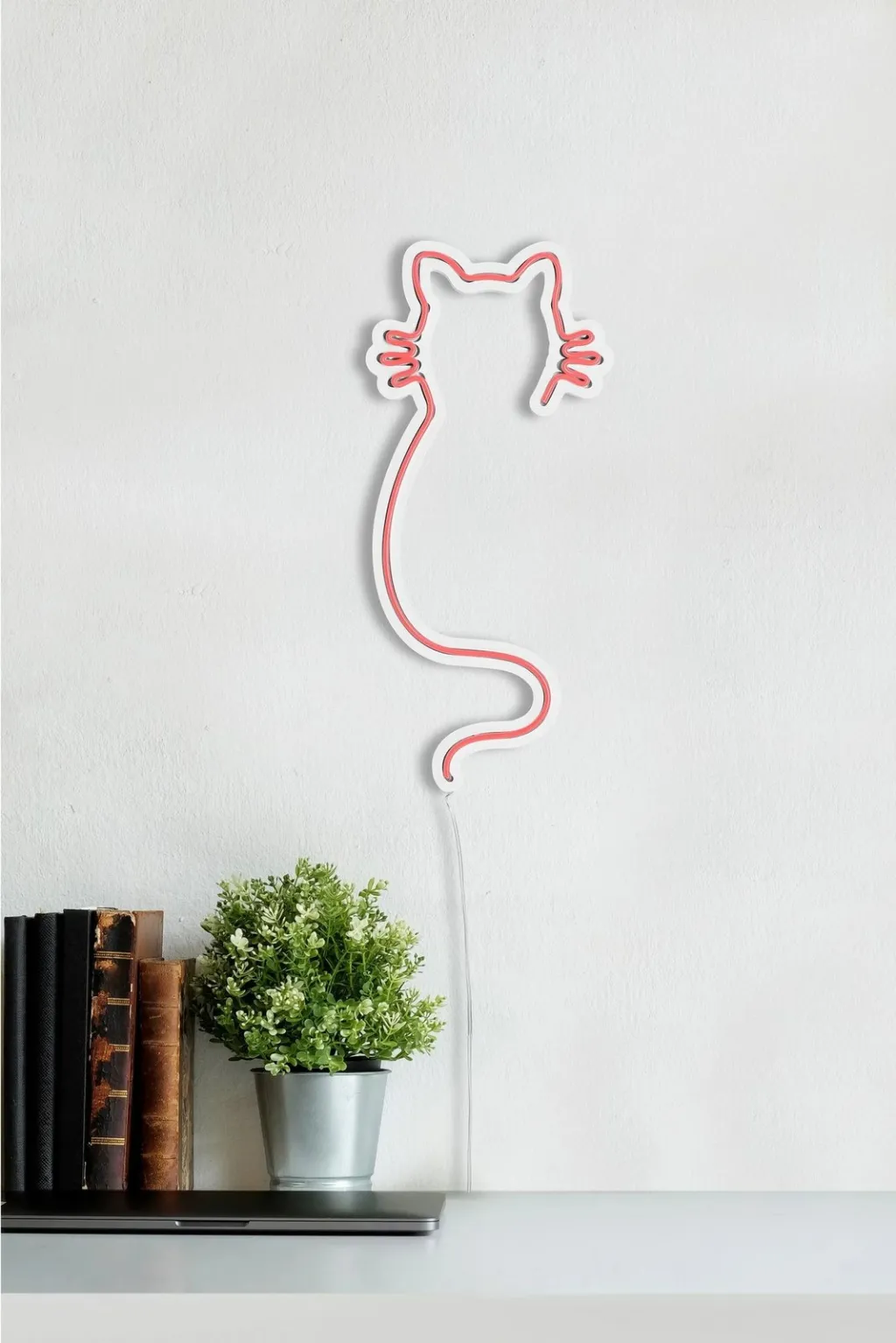 Dekor dritash LED, plastikë, formë mace, ngjyrë rozë, Wallity - 6