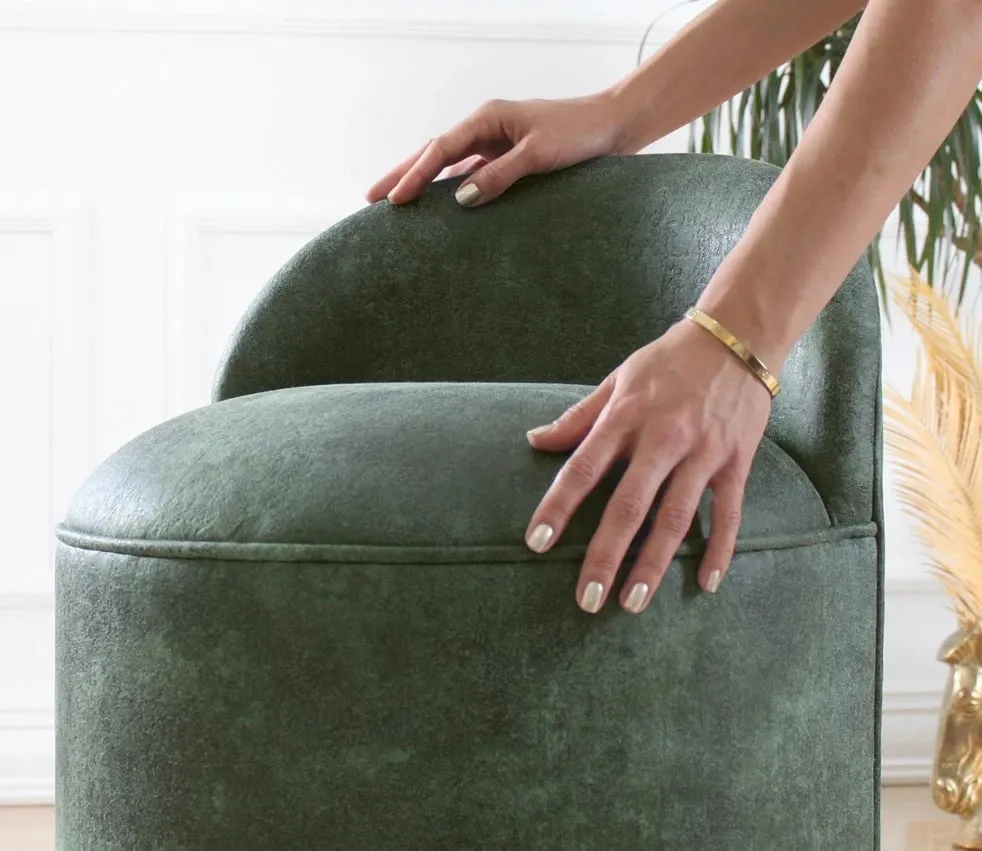 Puf Atelier del Sofa, Luton, lëkurë nubuck, ngjyrë e gjelbër - 5