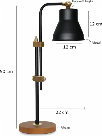 Llambë tavoline Opviq, AYD-3108, metal i zi, bazë druri
