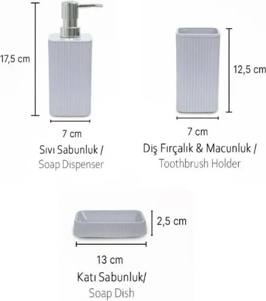 Set banjoje 3 pjesësh Mijölnir, PZR-042, e bardhë/gri - 2