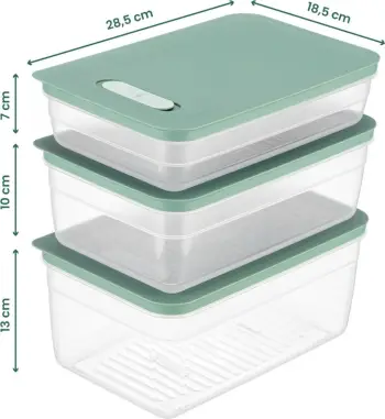 Set kuti plastike për organizim (3 copë), Hermia, HK3LU, ngjyrë e gjelbër