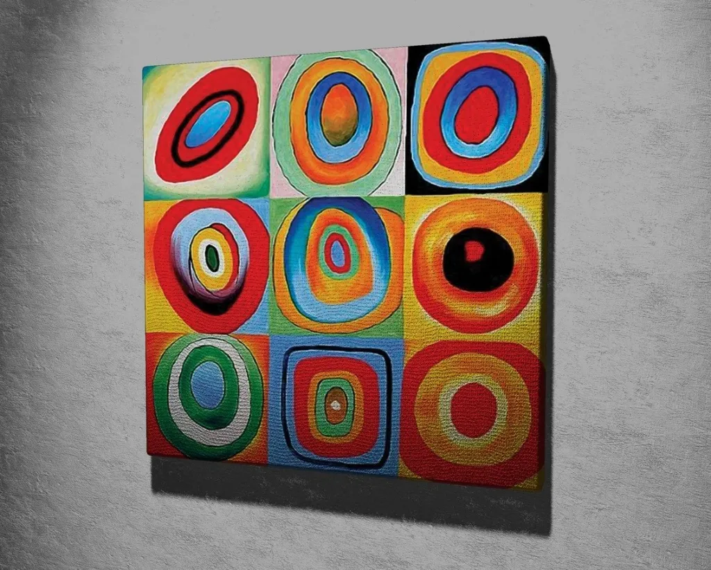 Pikturë dekorative në kanavacë, Squares with Concentric Circles, KC263, 45x45cm - 2