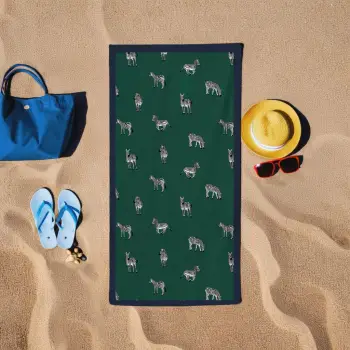 Peshqir plazhi Mijölnir, zebra, ngjyrë e gjelbër