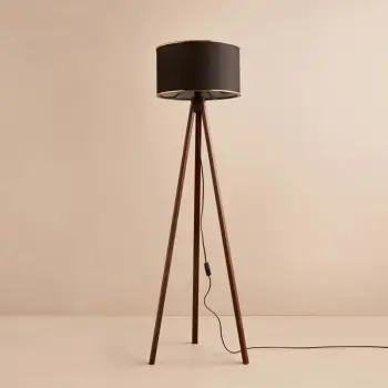 Llambë dyshemeje Opviq, AYD-3458, kornizë druri, ngjyrë e zezë dhe kafe, 140cm