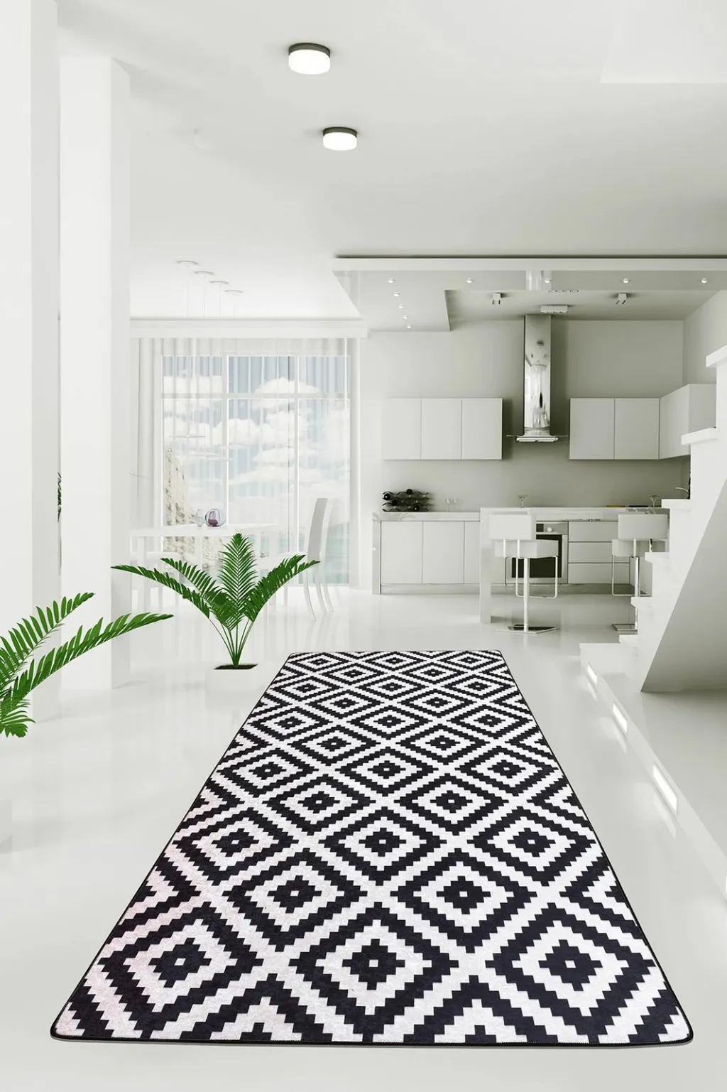 Qilim për korridor Conceptum Hypnose, 80x200cm, i zi/bardhë - 1