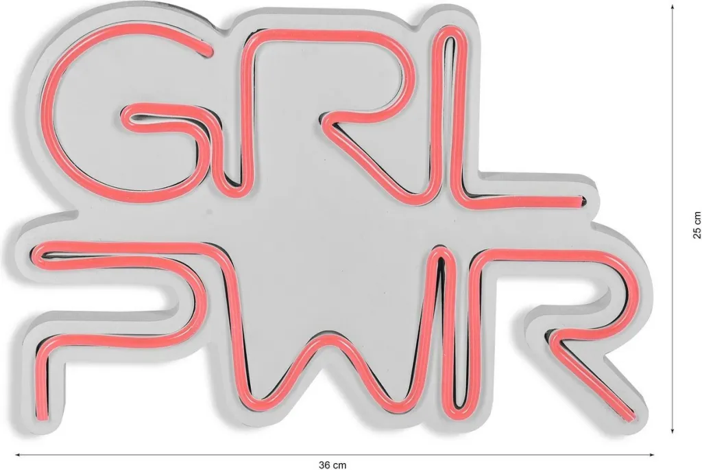 Dekor dritash LED plastike, Girl Power, rozë - 1