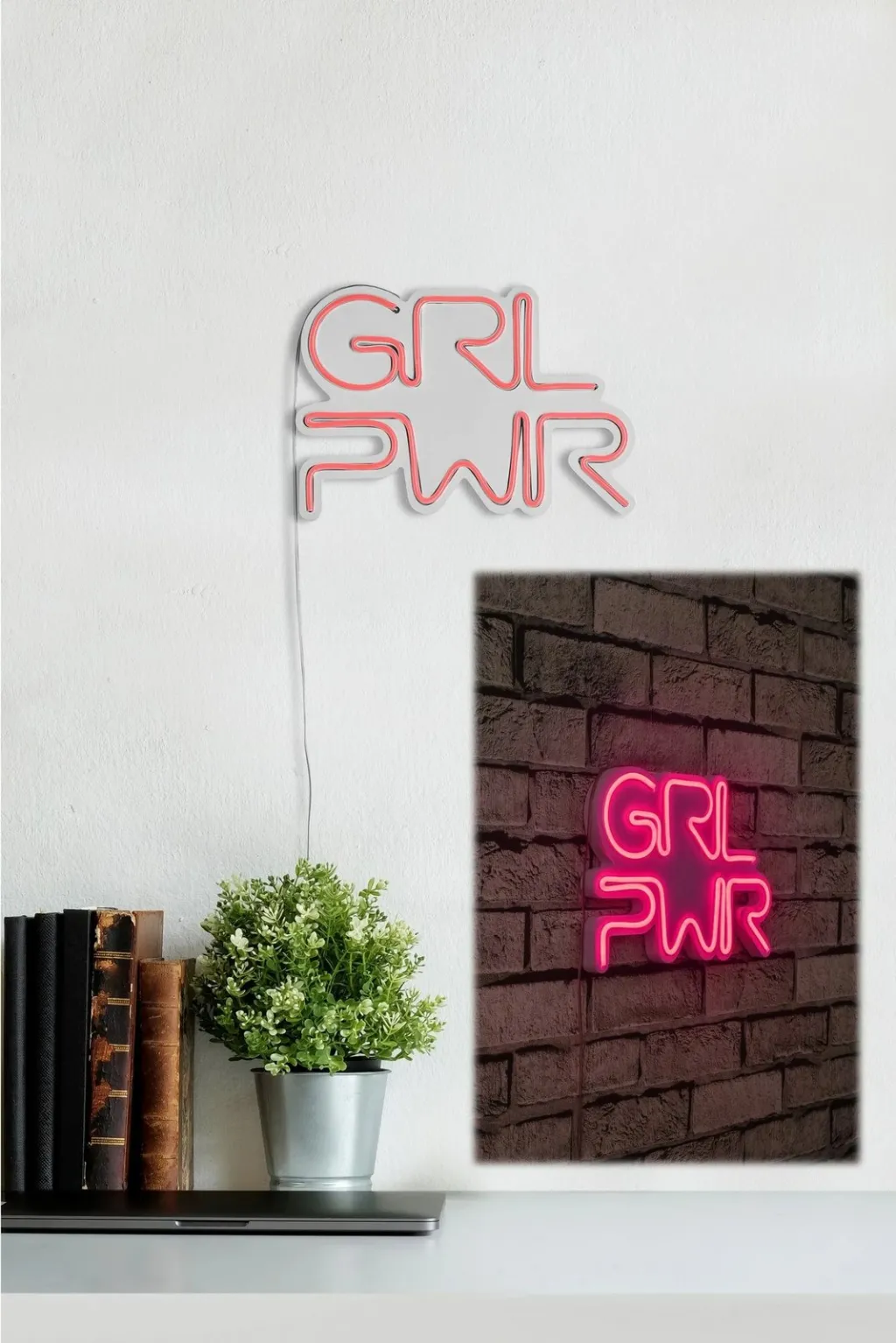 Dekor dritash LED plastike, Girl Power, rozë - 4