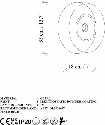Llambë muri Opviq, Vesta - 15072, metalike, ngjyrë e gjelbër