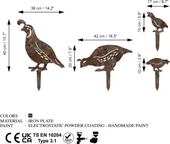 Objekt dekorativ për kopsht, Aberto Design, Fam 12, set prej 4 copash, metal, ngjyrë antike