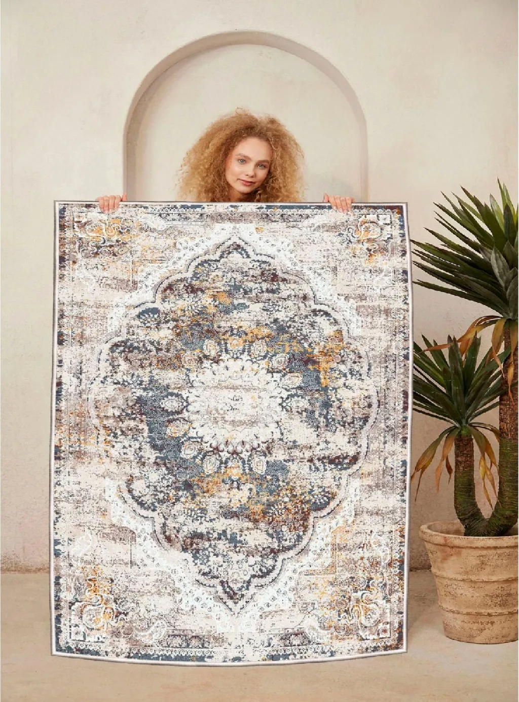 Qilim Conceptum Hypnose, krem, gri, e kuqe e thellë, 160x230cm - 4