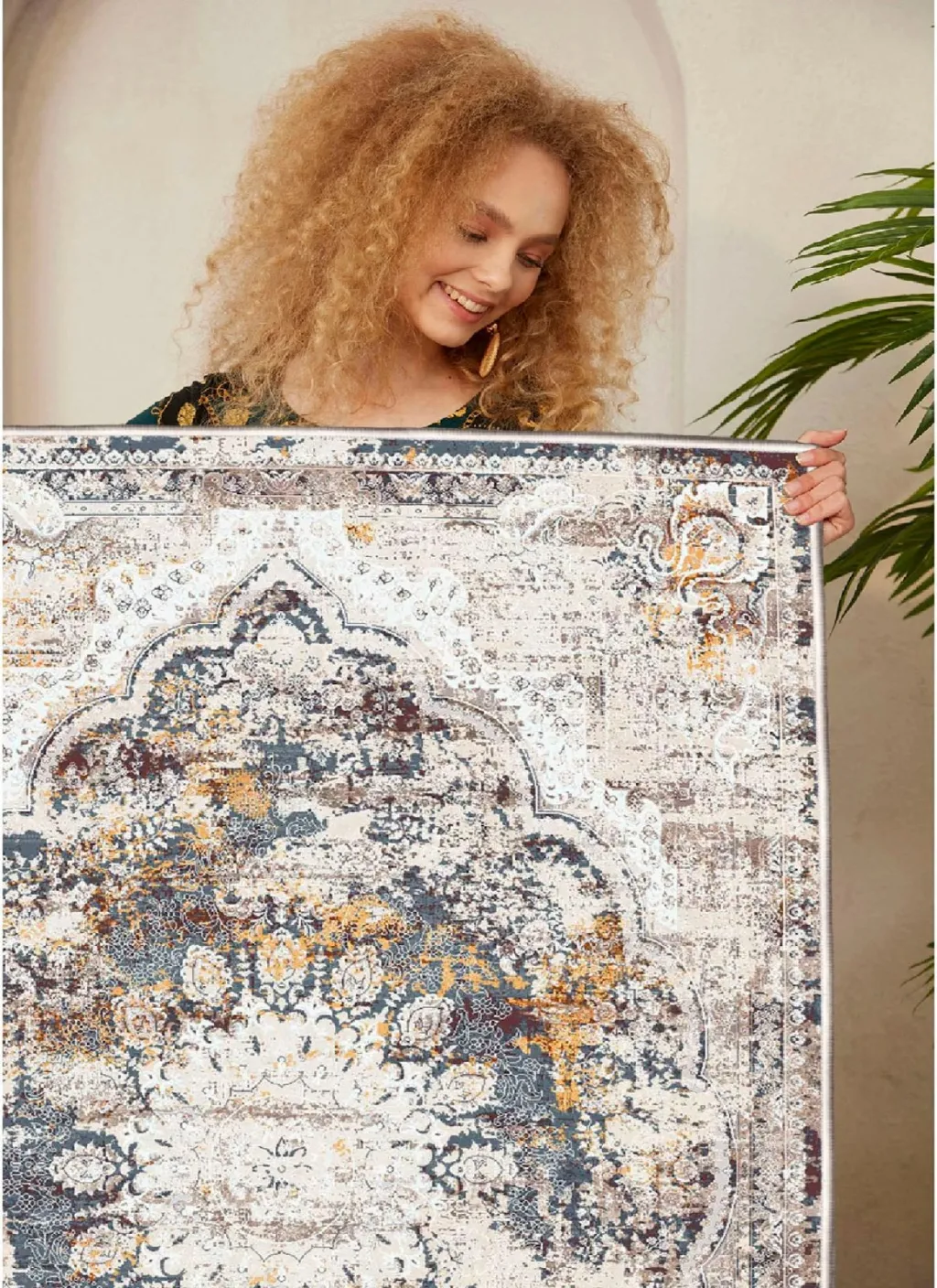 Qilim Conceptum Hypnose, krem, gri, e kuqe e thellë, 160x230cm - 5