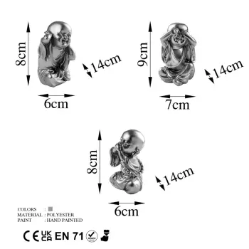 Set dekorativ me 3 figura 'Mos shih, mos dëgjo, mos fol', ngjyrë argjendi, Aberto Design