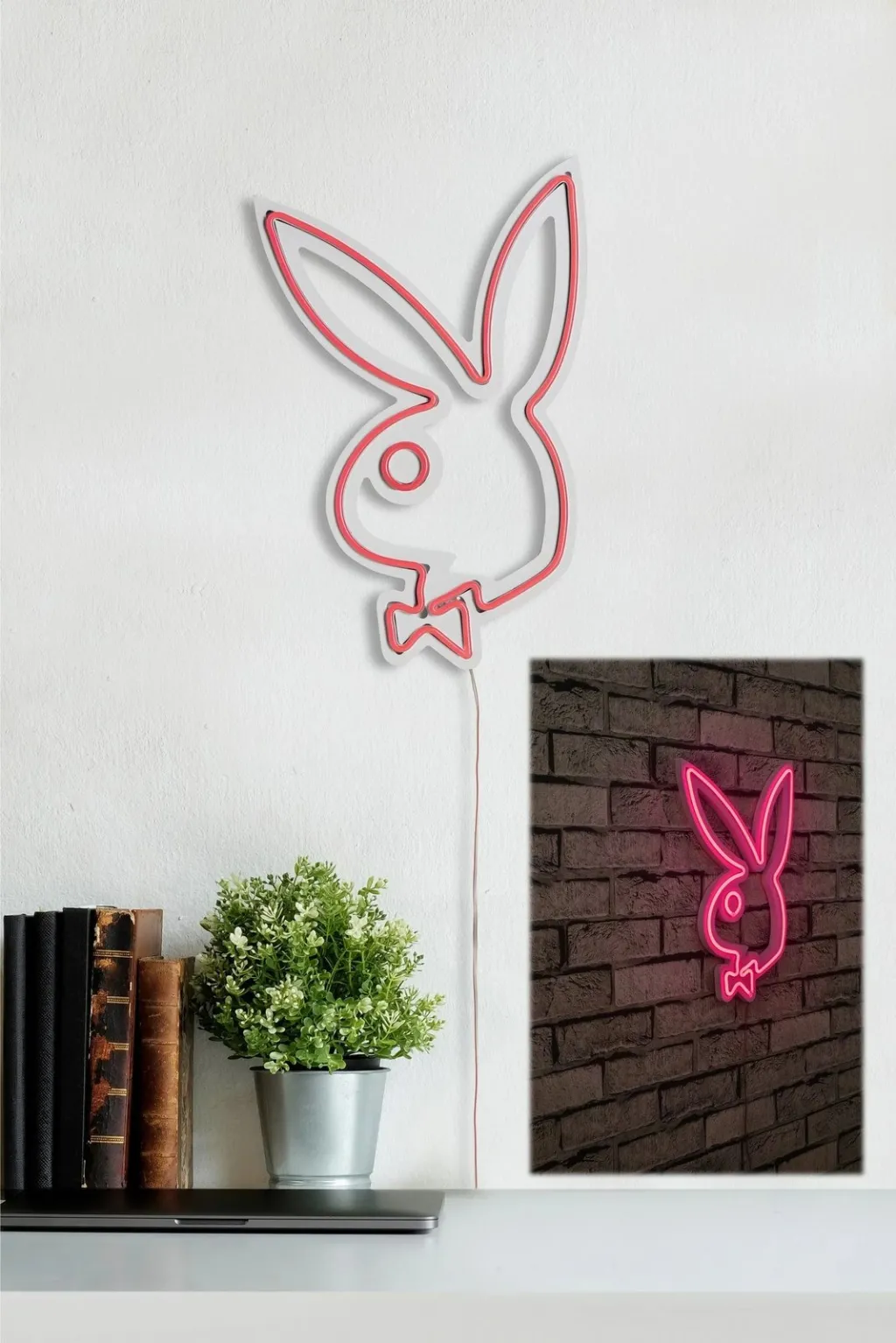 Dritë dekorative plastike LED, Playboy, ngjyrë rozë - 5
