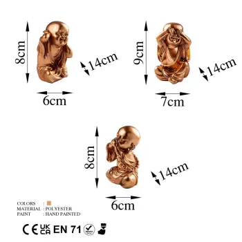 Set dekorativ me tre figura 'Mos shih, mos dëgjo, mos dije', ngjyrë bakri, Aberto Design