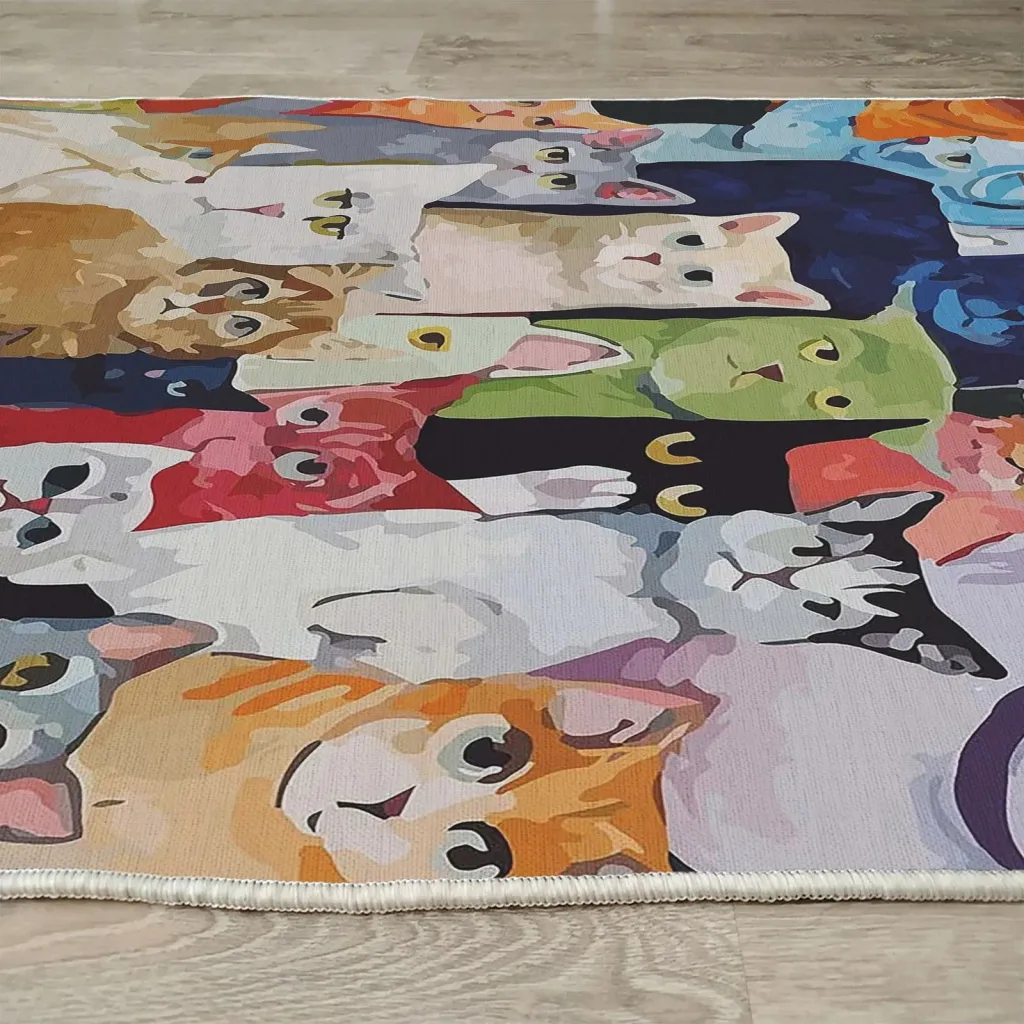 Qilim shumëngjyrësh me mace, 80x150cm, Woopamuk238 - 5