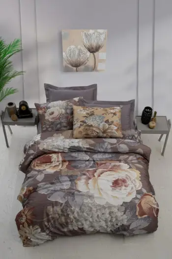 Set mbulesë për dyshek dopio, L'essentiel, 469, ngjyrë gri, kafe, bezhë