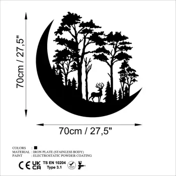 Aksesor dekorativ metalik për mur Wallity, The Wild Nature 1 - L, ngjyrë e zezë, 70x70cm