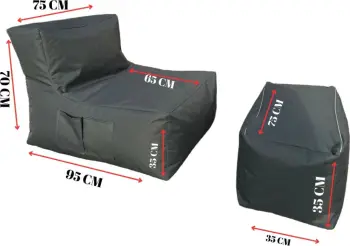 Set bean bag XXL Sedir, 2 pjesë, ngjyrë kaltër