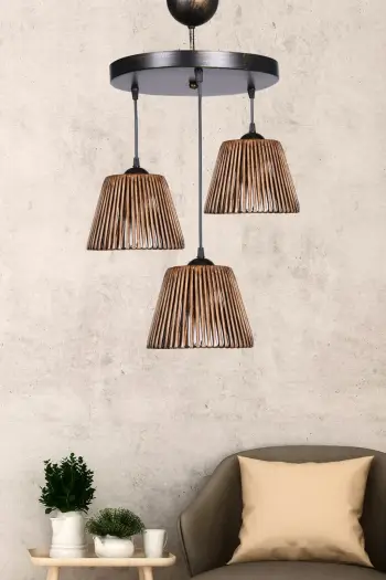 Llambë tavani Opviq, SH323, metal dhe dru, ngjyrë kafe