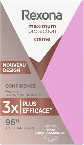 Deodorant Rexona Cream Maximum Protection Confidence, 45 ml