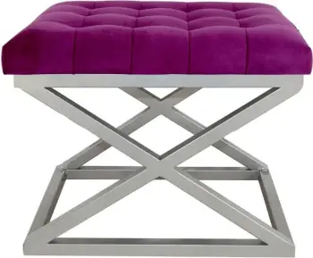 Pouf Atelier del Sofa, kornizë argjendi, material fuchsia