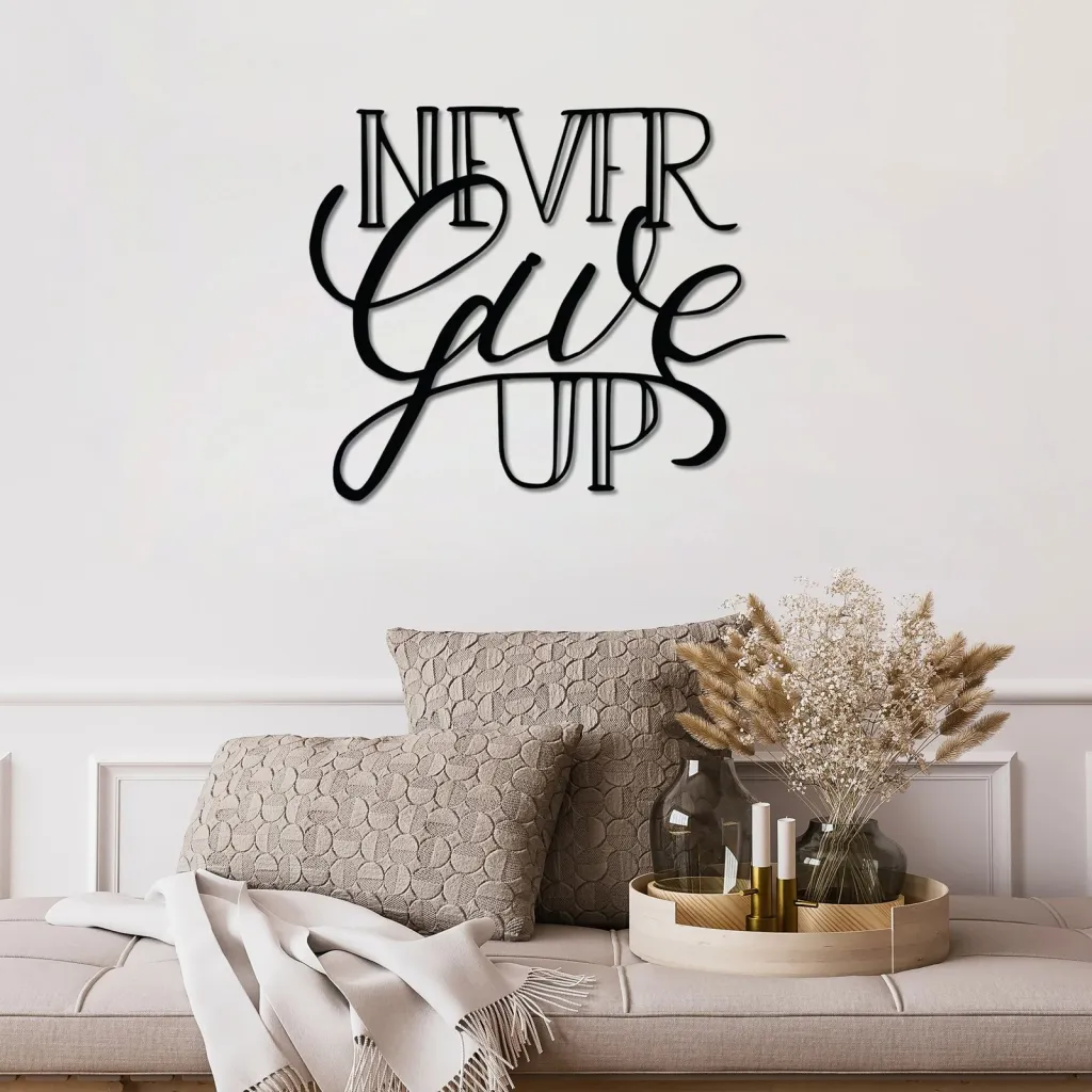 Aksesor dekorativ metalik për mur, Never Give Up - 2