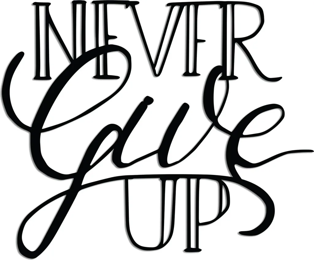 Aksesor dekorativ metalik për mur, Never Give Up - 6