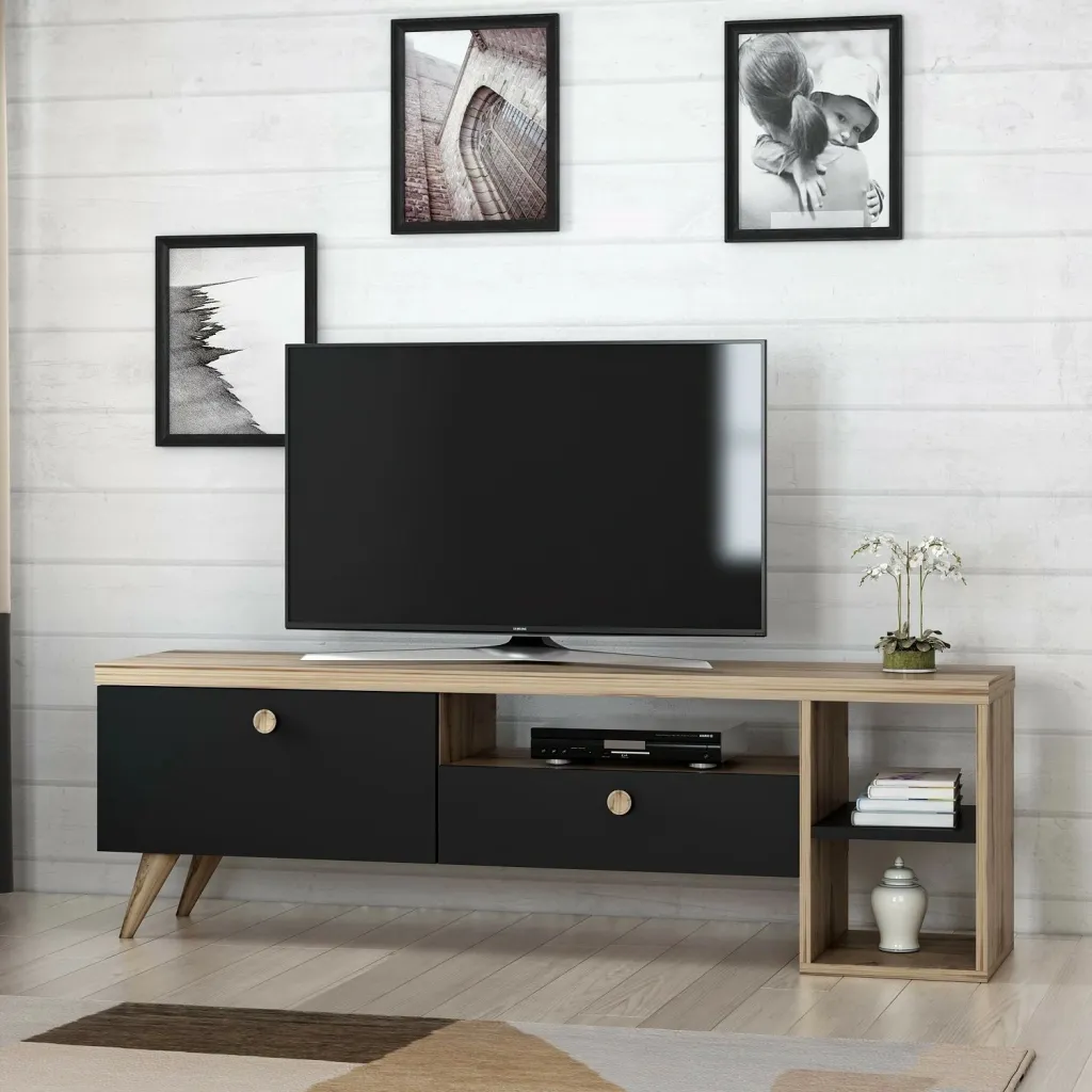 Komodë TV Hanah Home, Begonya 180, ngjyrë lis dhe e zezë - 2