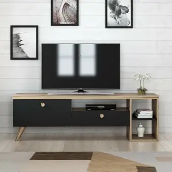 Komodë TV Hanah Home, Begonya 180, ngjyrë lis dhe e zezë