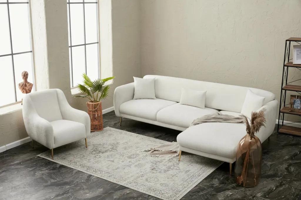 Kënd-sofë krevati Atelier del Sofa, Simena, kënd i djathtë, krem - 5
