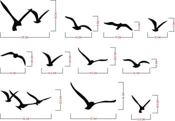 Aksesor muri dekorativ metalik Wallity, Migration, set 11 copë, ngjyrë e zezë