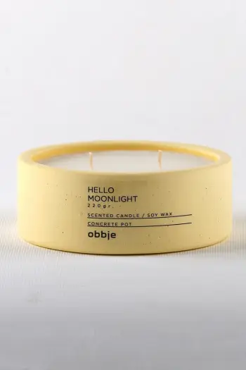 Qiri aromatik Hello Moonlight, enë betoni, ngjyrë e verdhë, 12x4.5cm