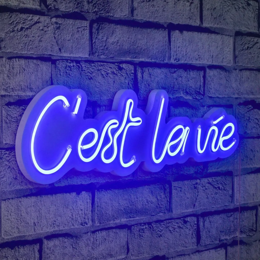 Dritë dekorative murale LED, plastikë, 'C'est La Vie', ngjyrë e kaltër - 1
