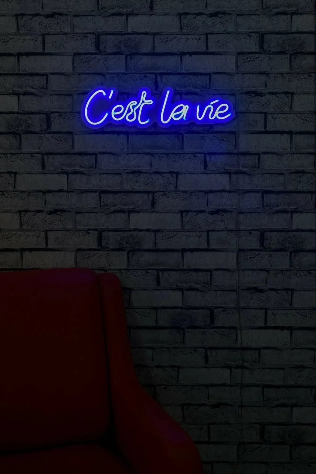 Dritë dekorative murale LED, plastikë, 'C'est La Vie', ngjyrë e kaltër - 3