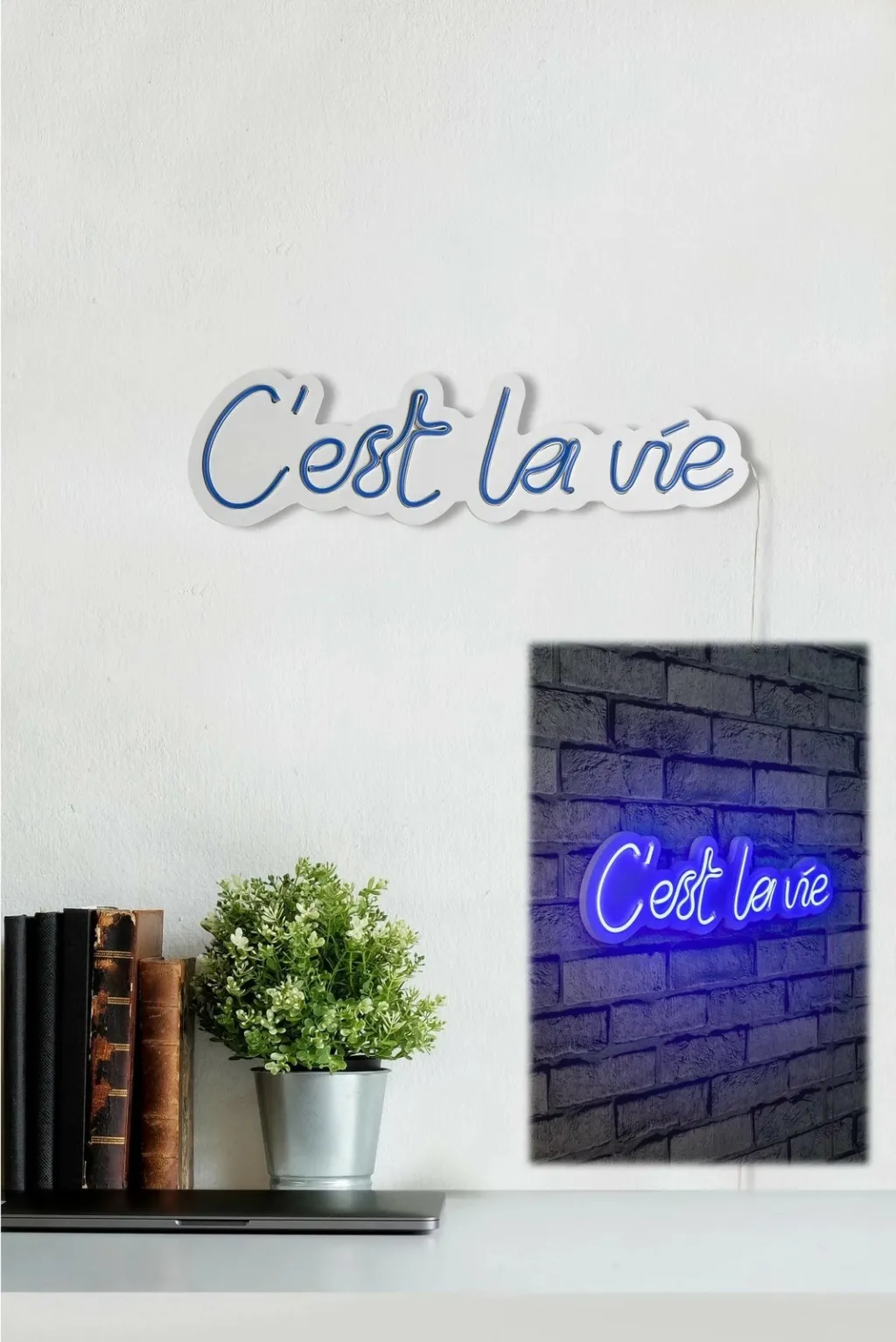 Dritë dekorative murale LED, plastikë, 'C'est La Vie', ngjyrë e kaltër - 4