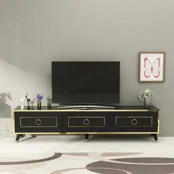 Komodinë për TV Sona 180, zezë, artë