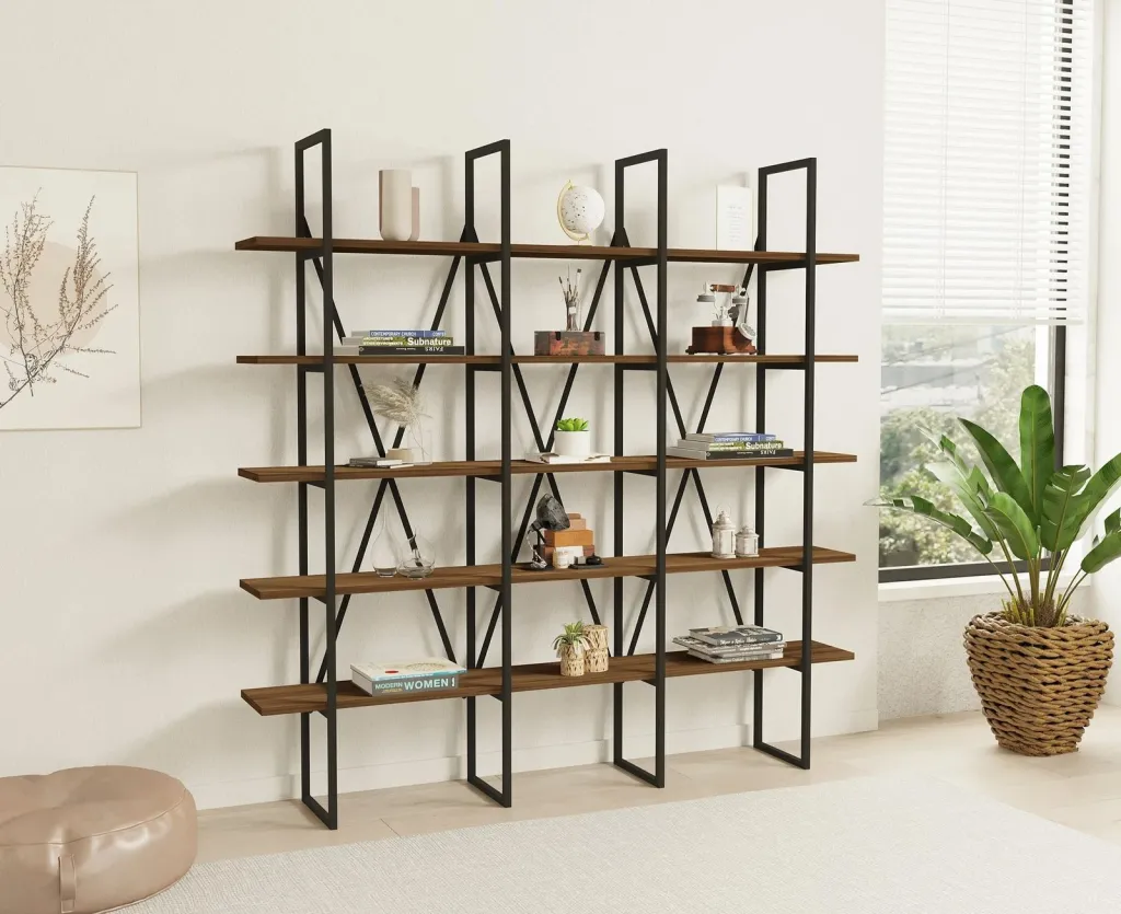 Raft librash Hanah Home, i ulët, ngjyrë arre - 1