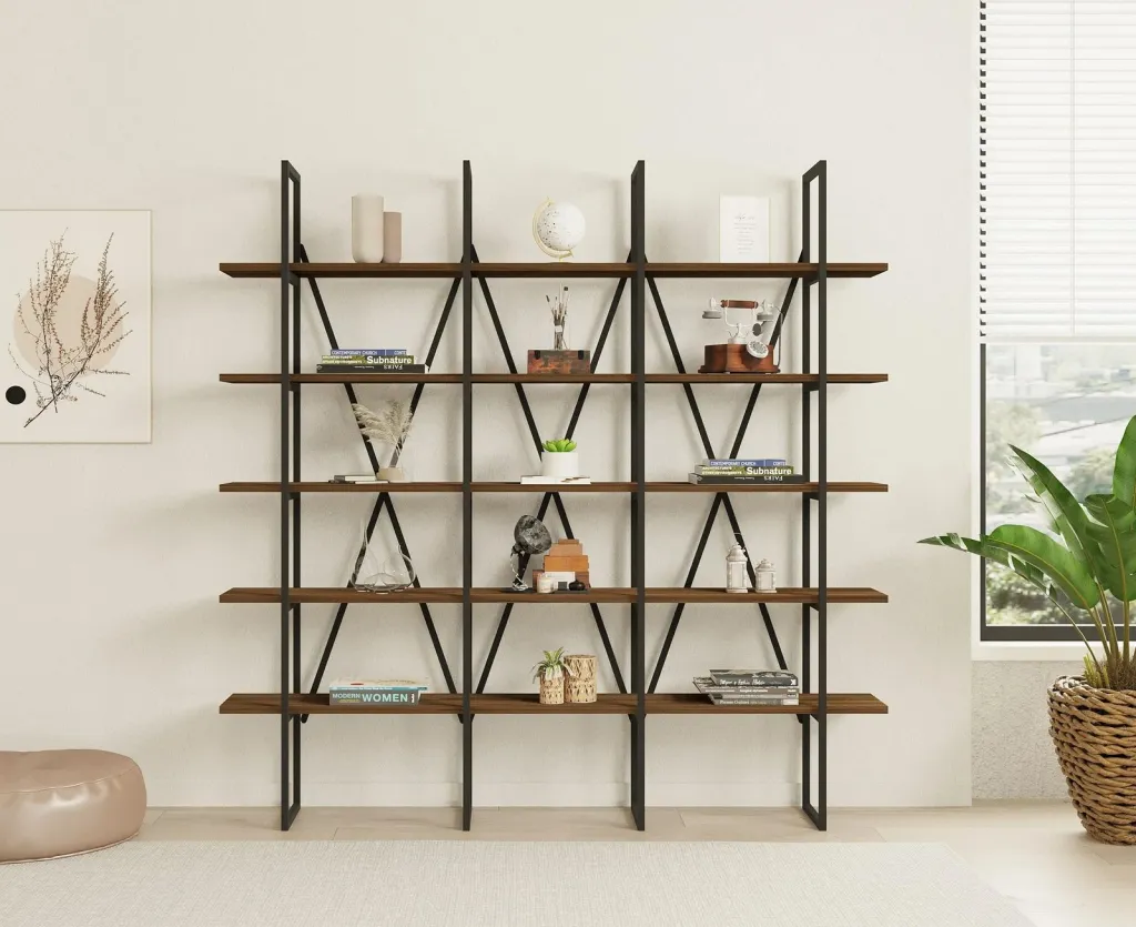 Raft librash Hanah Home, i ulët, ngjyrë arre - 2