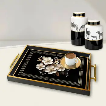 Tabakë dekorative prej qelqi, shumëngjyrëshe, Aberto Design, TPA9934, 50x29x3.5cm