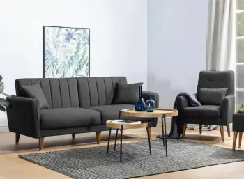 Set divan-krevat me karrige krahu, ngjyrë antracit, Atelier del Sofa, Aqua-TKM01-1053