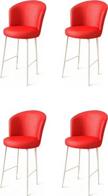 Set karrigesh për bar (4 copë), Hanah Home Uras, të kuqe dhe të bardha