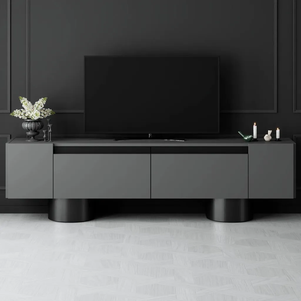 Komodë për TV Hanah Home, Lord, antracit, e zezë - 2