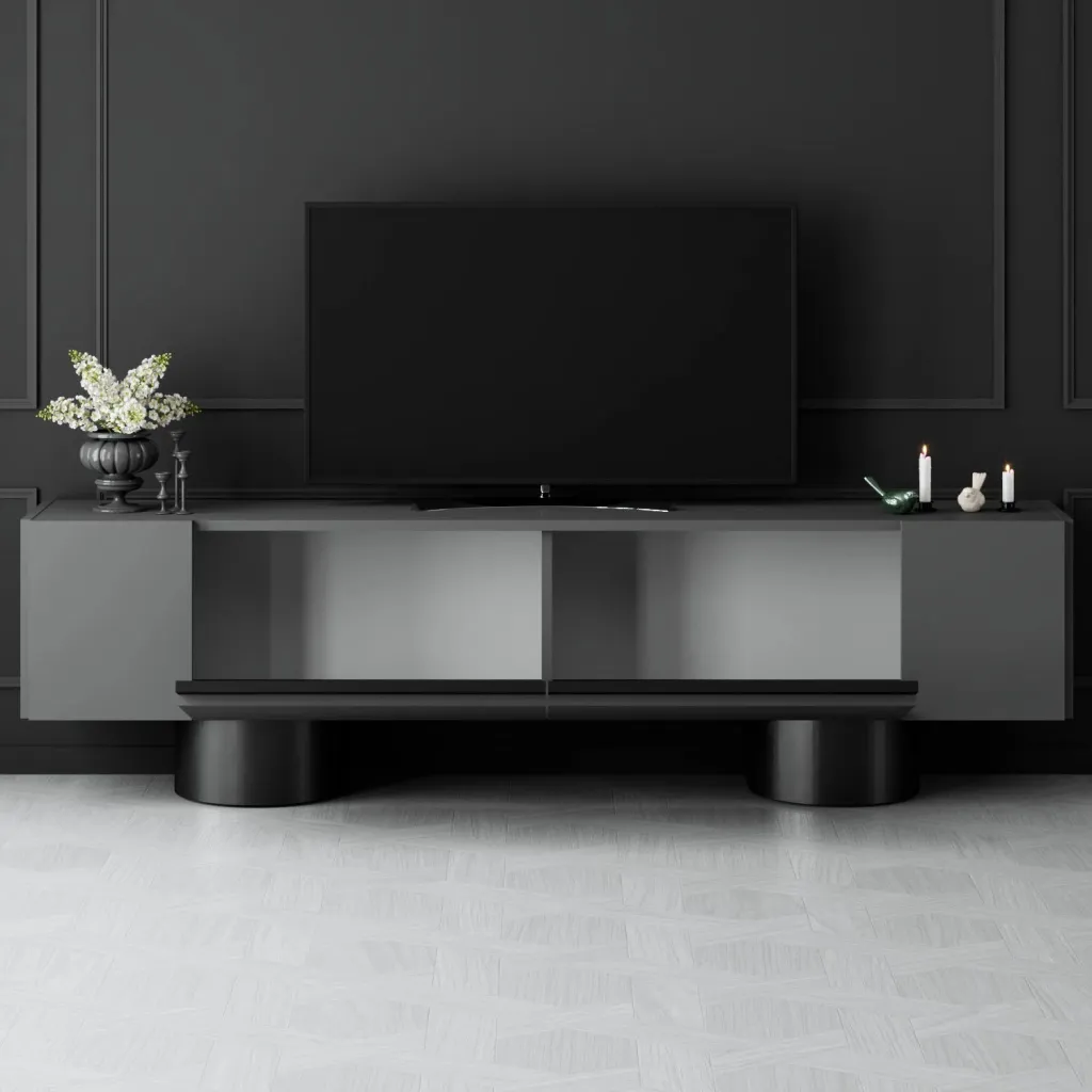 Komodë për TV Hanah Home, Lord, antracit, e zezë - 3